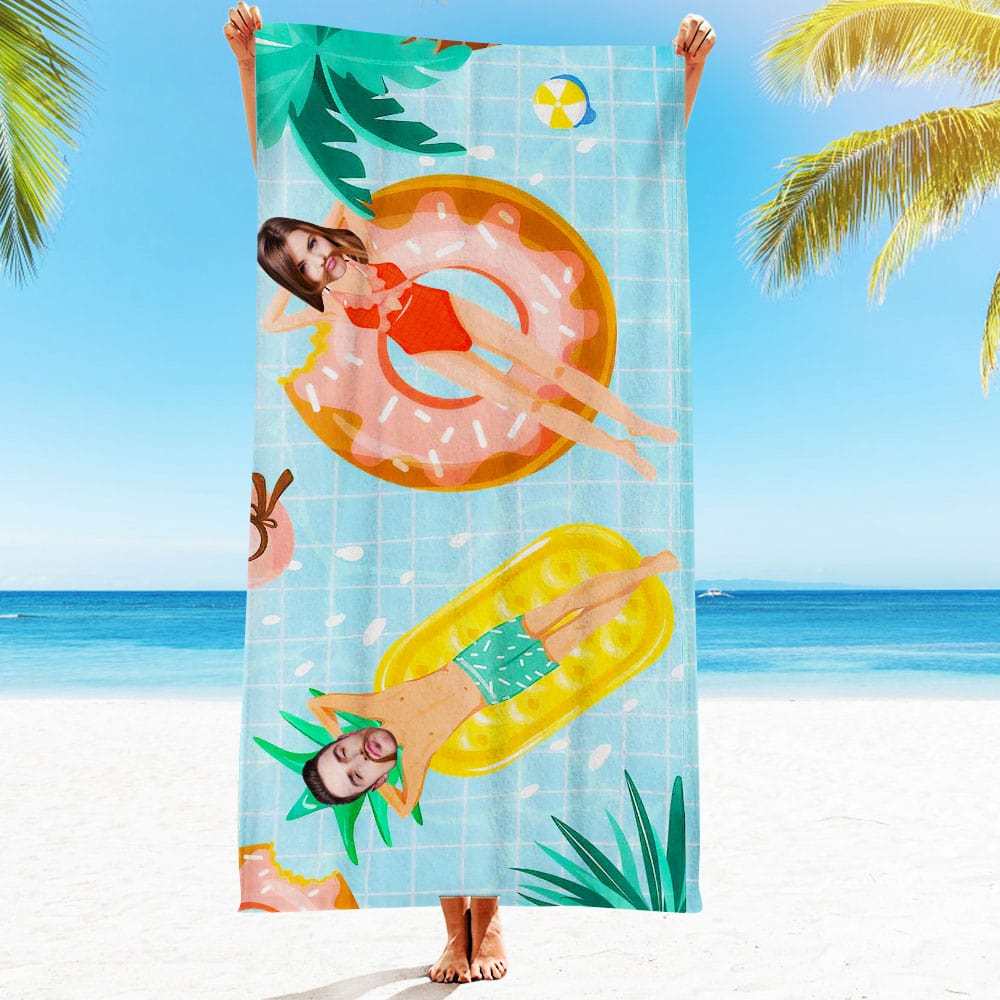 Custom Face Beach Towel Personalized Beach Towel Funny Gift for Summer - Giftlab