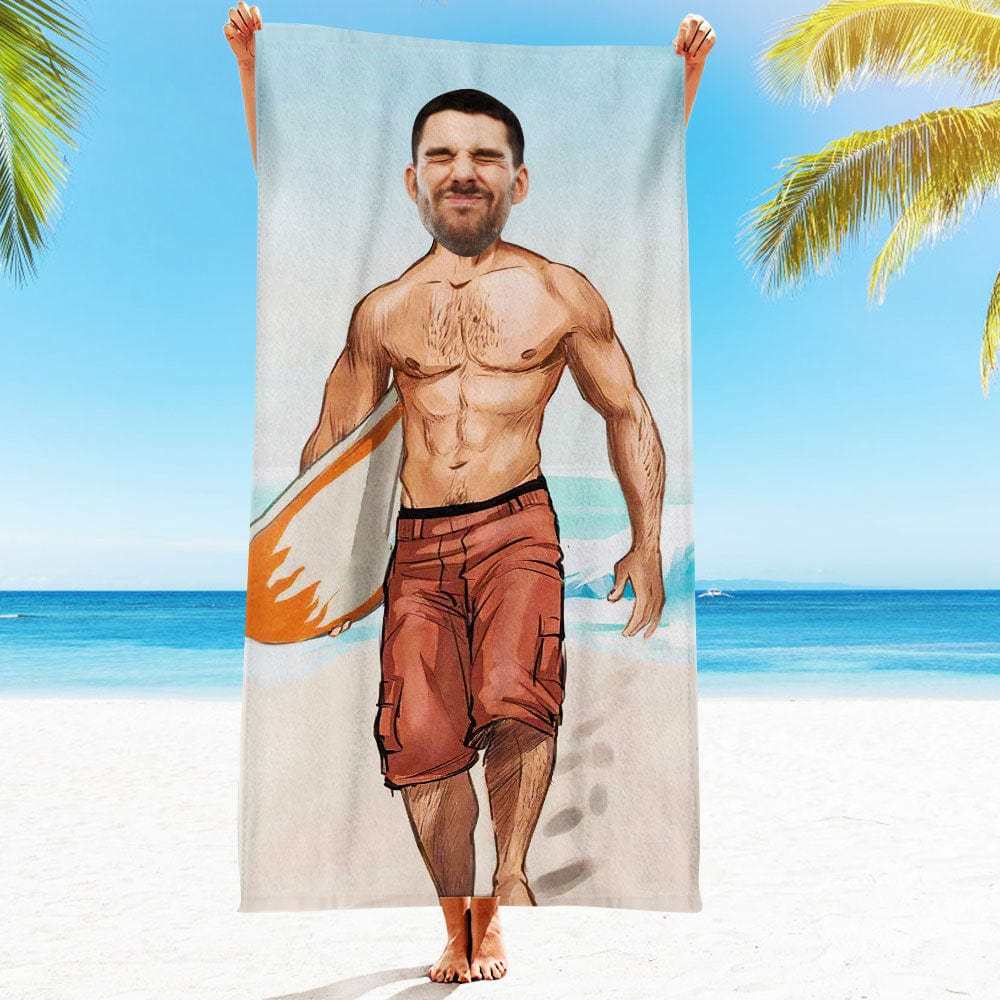 Custom Face Beach Towel Personalized Beach Towel Funny Gift for Kids - Giftlab