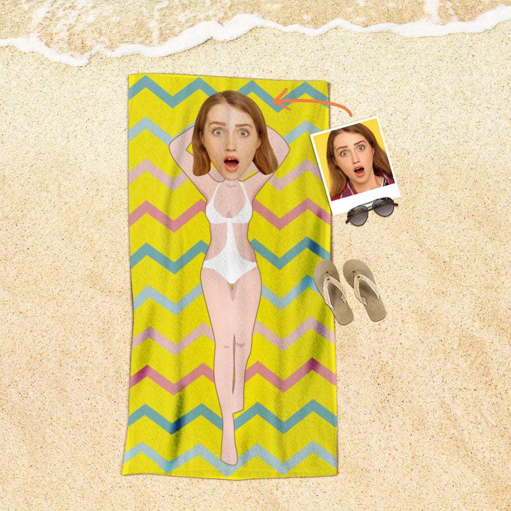 Custom Face Beach Towel Personalized Beach Towel Gift for Mother - Giftlab