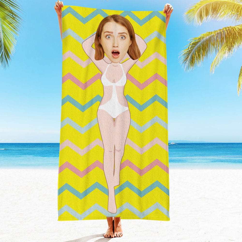 Custom Face Beach Towel Personalized Beach Towel Gift for Mother - Giftlab