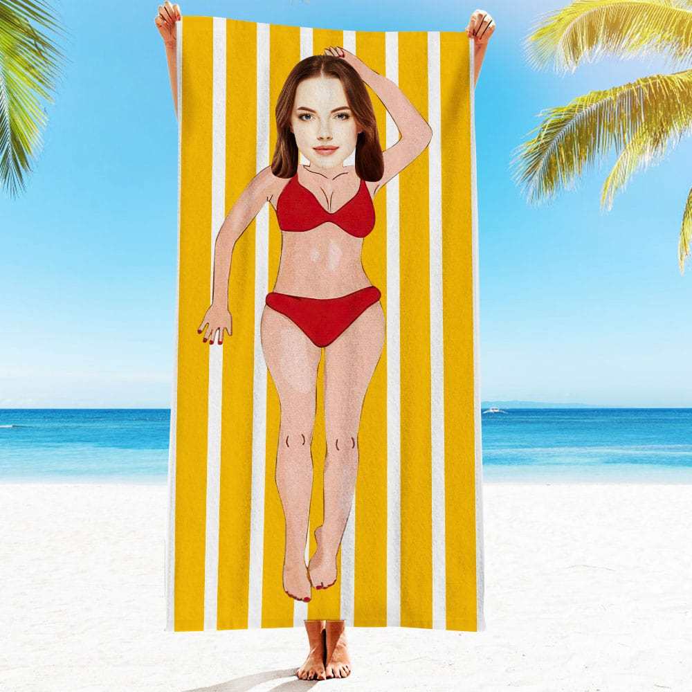 Custom Face Beach Towel Personalized Beach Towel Gift for Mother - Giftlab