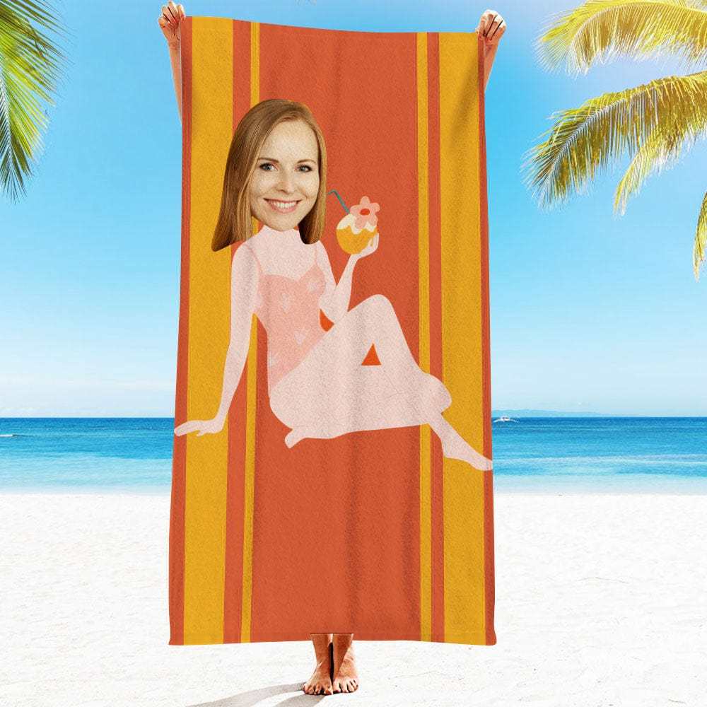 Custom Face Beach Towel Personalized Beach Towel Funny Gift for Summer - Giftlab
