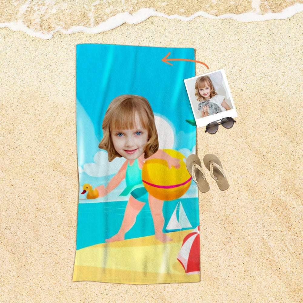 Custom Face Beach Towel Personalized Beach Towel Funny Gift for Kids - Giftlab