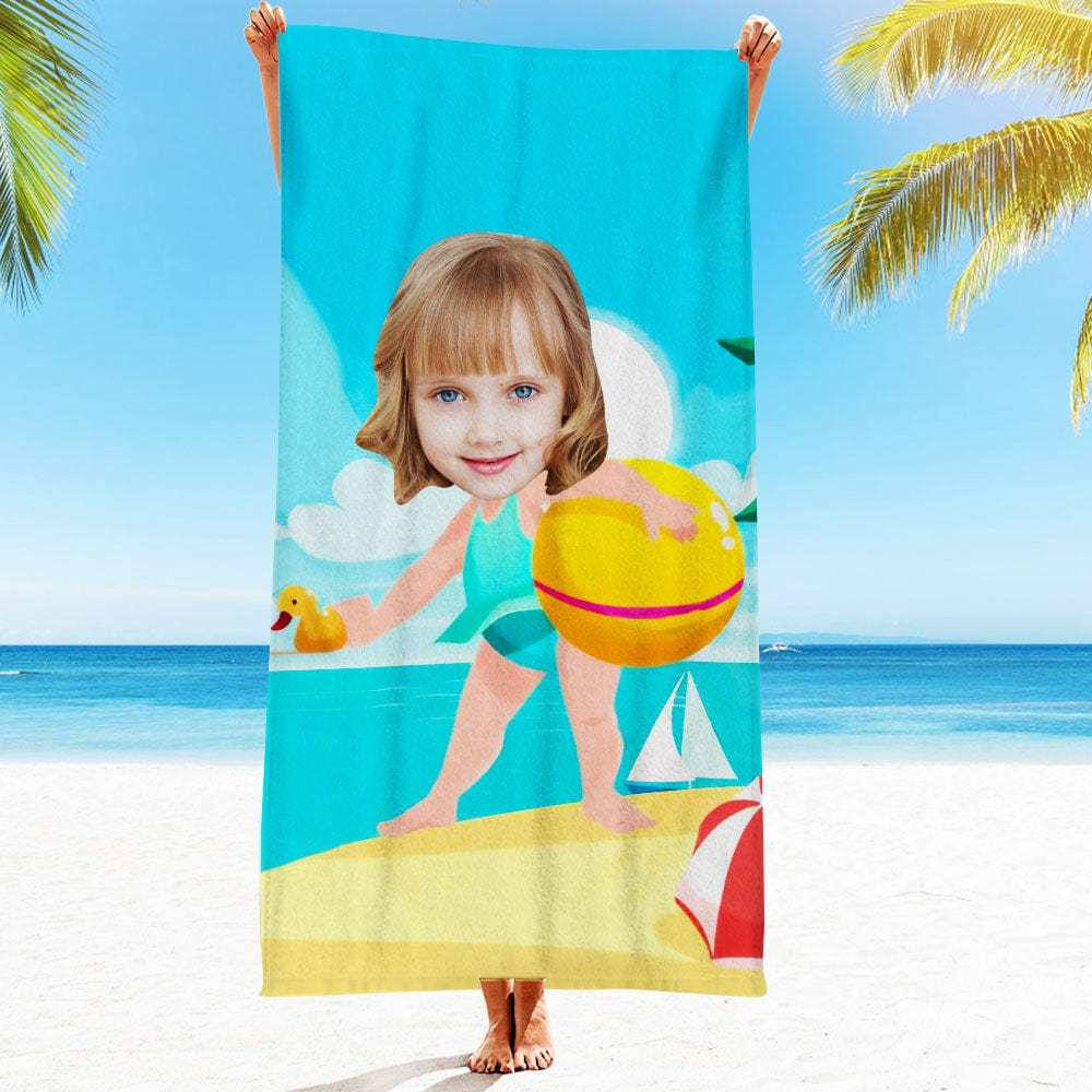 Custom Face Beach Towel Personalized Beach Towel Funny Gift for Summer - Giftlab
