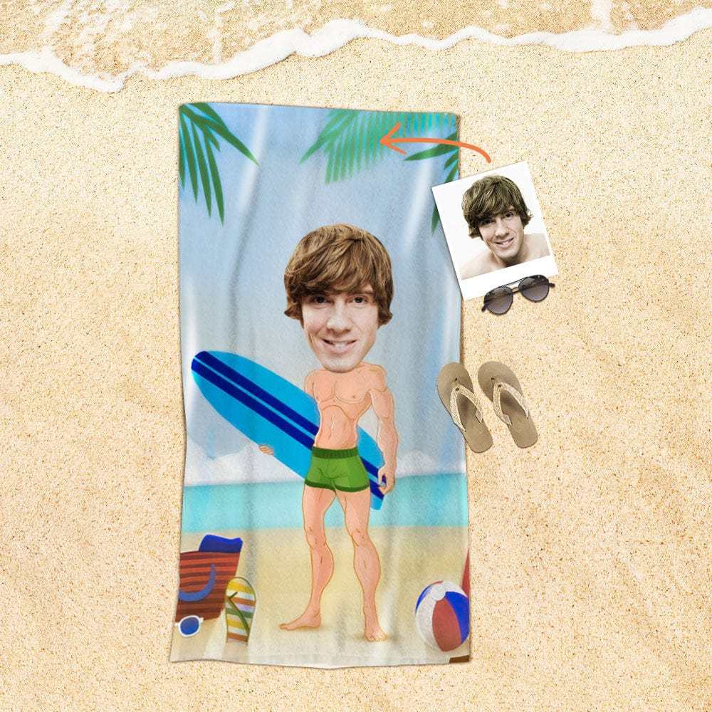 Custom Face Beach Towel Personalized Beach Towel Funny Gift for Summer - Giftlab