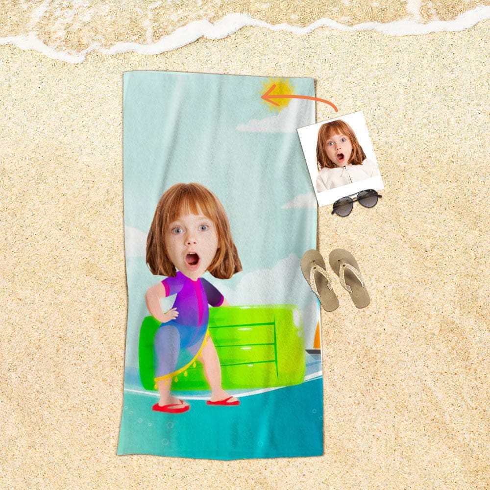 Custom Face Beach Towel Personalized Beach Towel Funny Gift for Summer - Giftlab