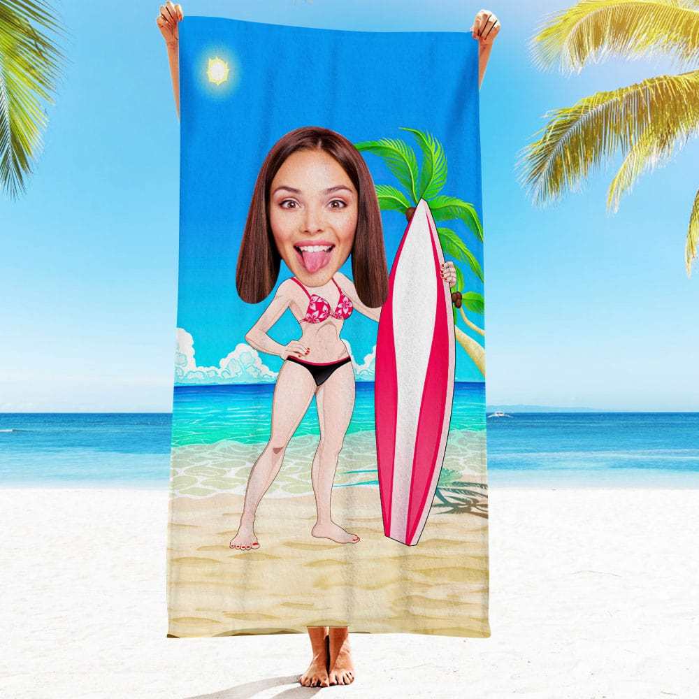 Custom Face Beach Towel Personalized Beach Towel Funny Gift for Kids - Giftlab