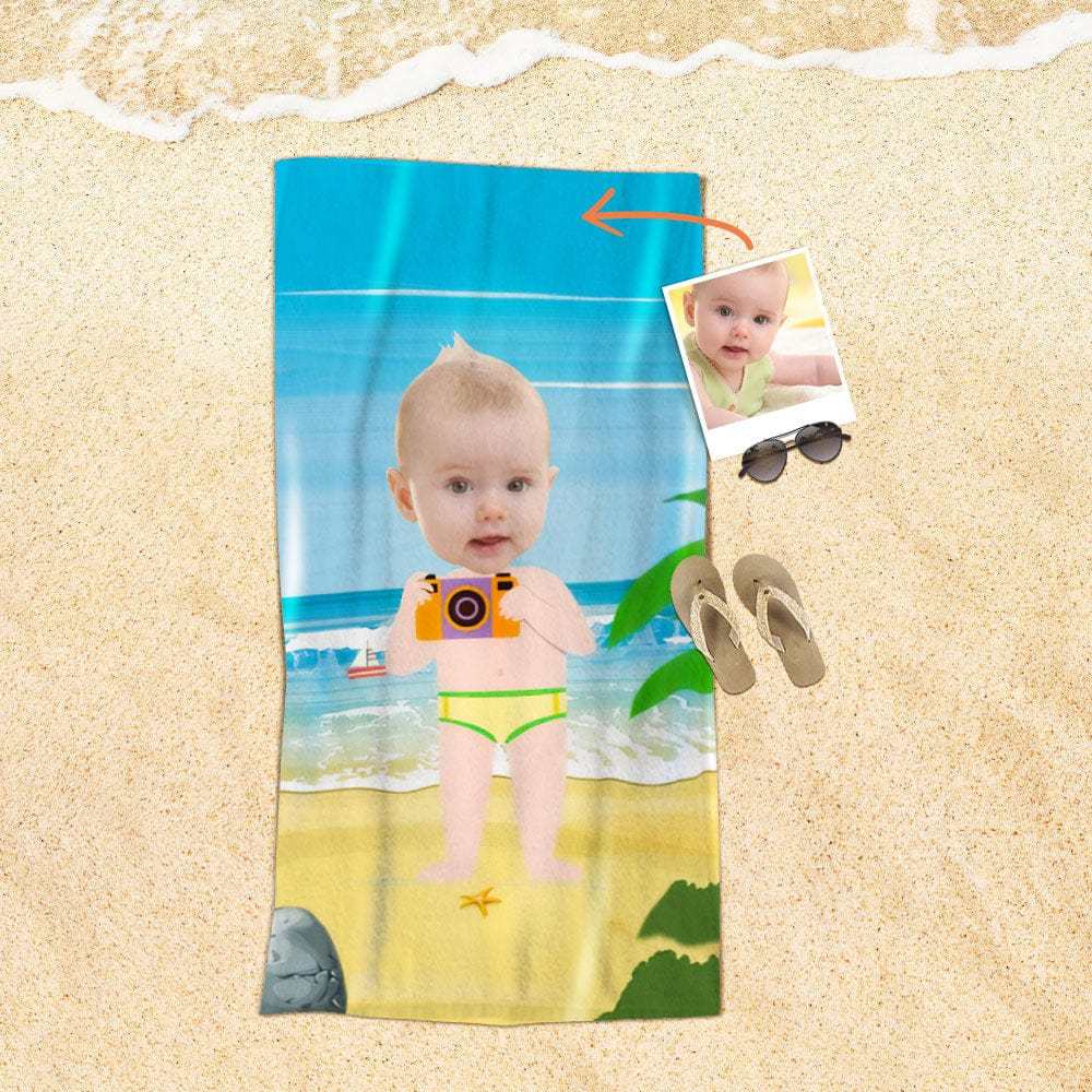 Custom Face Beach Towel Personalized Beach Towel Funny Gift for Kids - Giftlab
