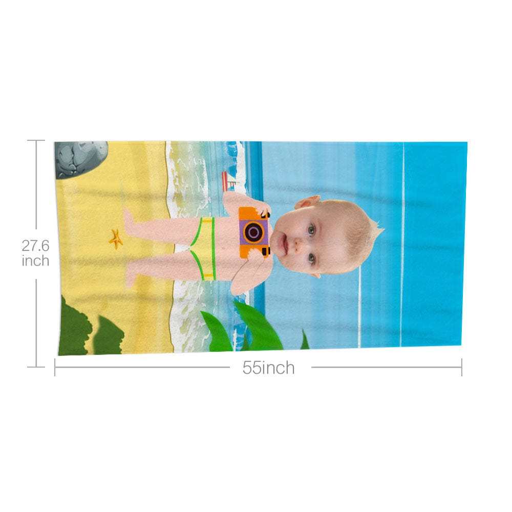 Custom Face Beach Towel Personalized Beach Towel Funny Gift for Kids - Giftlab