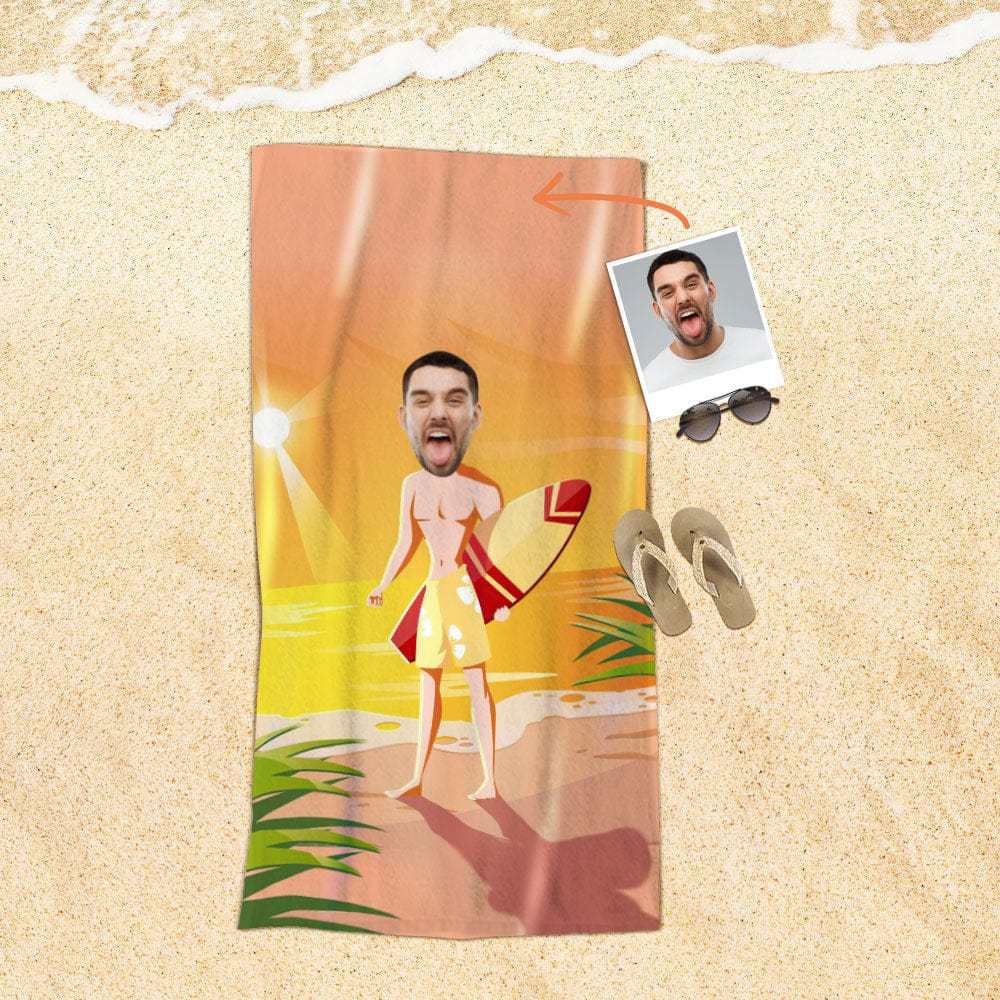 Custom Face Beach Towel Personalized Beach Towel Funny Gift for Summer - Giftlab