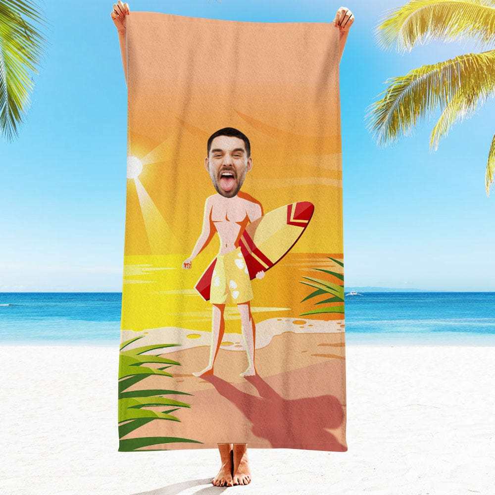 Custom Face Beach Towel Personalized Beach Towel Funny Gift for Summer - Giftlab