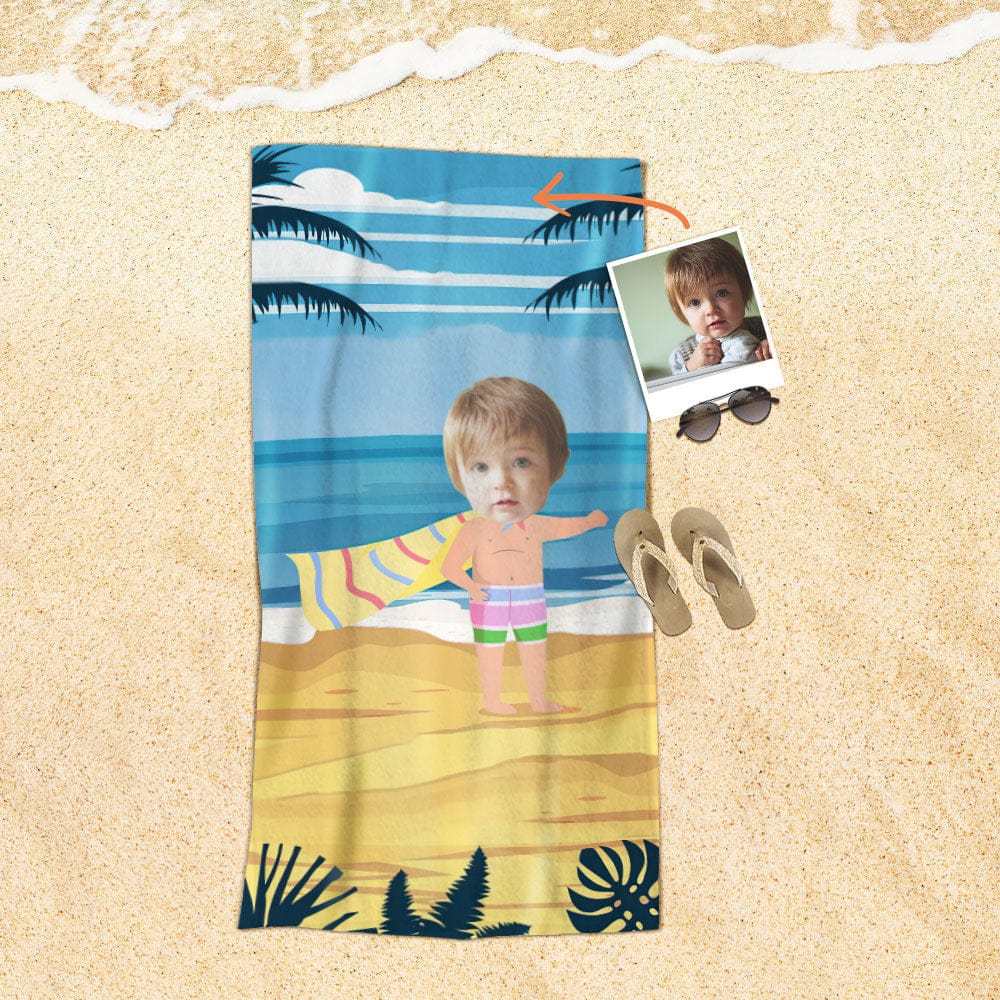 Custom Face Beach Towel Personalized Beach Towel Funny Gift for Summer - Giftlab