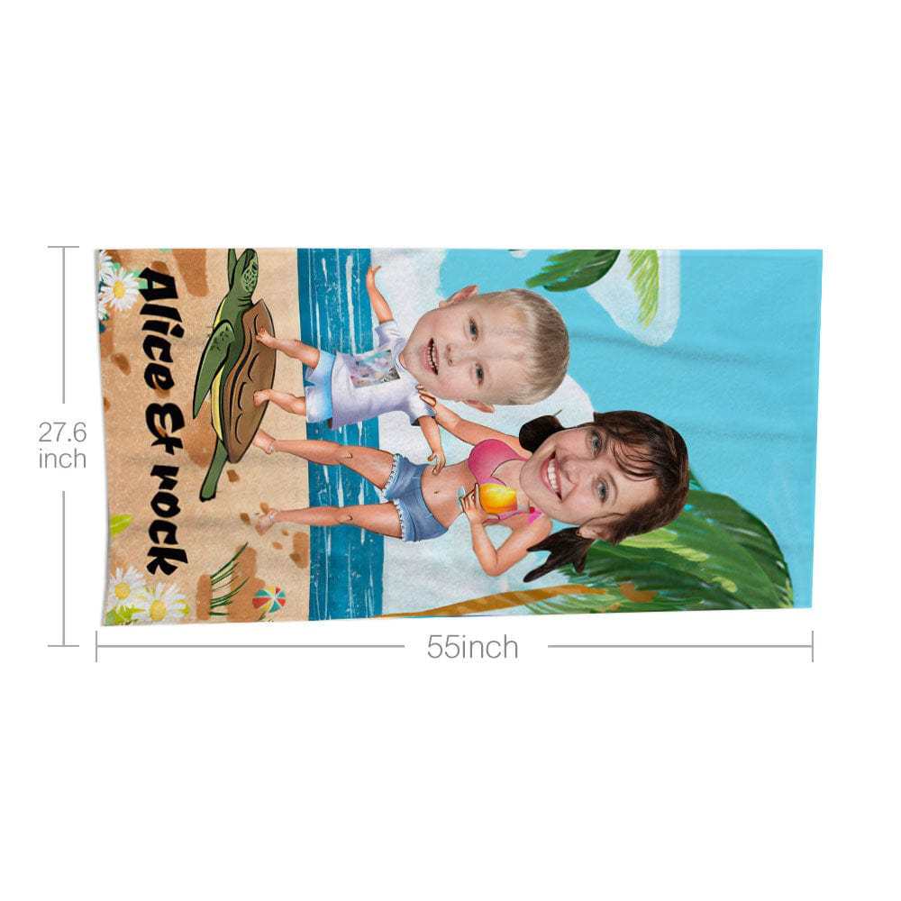 Custom Face Beach Towel Personalized Beach Towel Gift for Mother - Giftlab