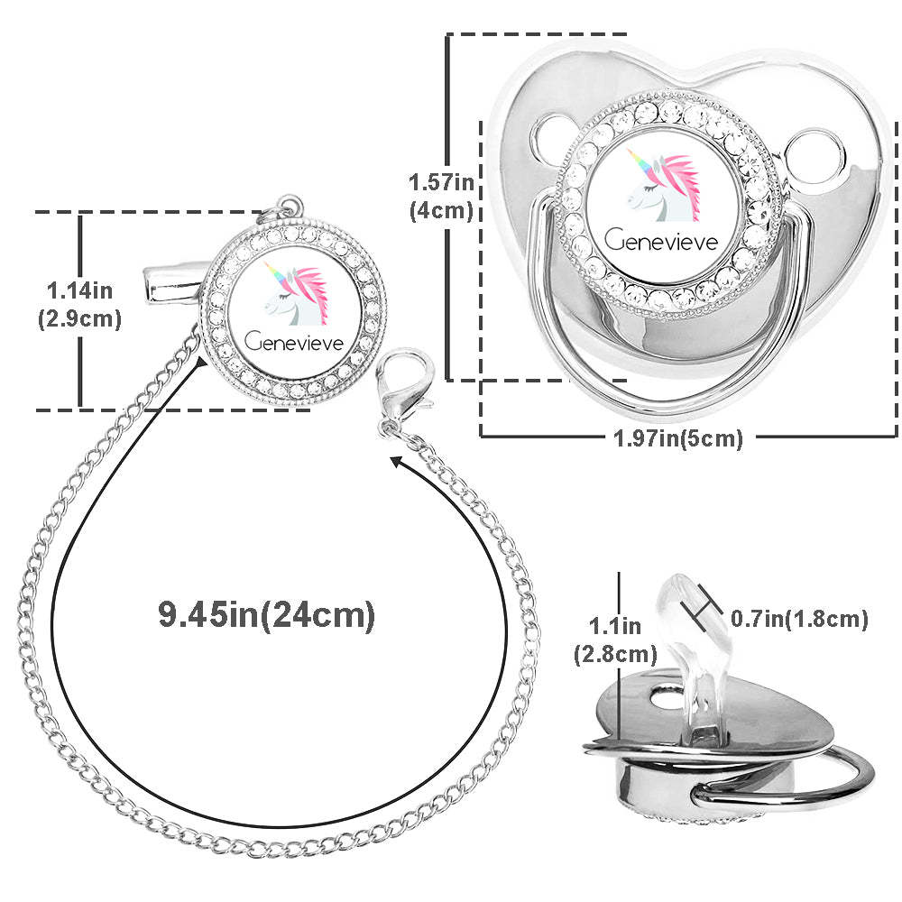 Custom Name Bling Pacifier and Pacifier Clip Set Personalized Unicorn Glitter Crystal Bling Pacifier Gift for Baby - Bestchristmasgifts