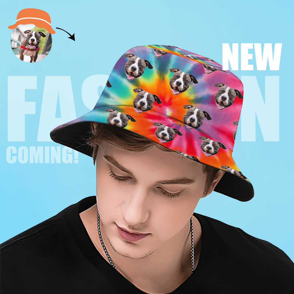 Custom Face Bucket Hat 2 Face Personalize Unisex Wide Brim Summer Bucket Hat Gift for Pet Lover - Giftlab