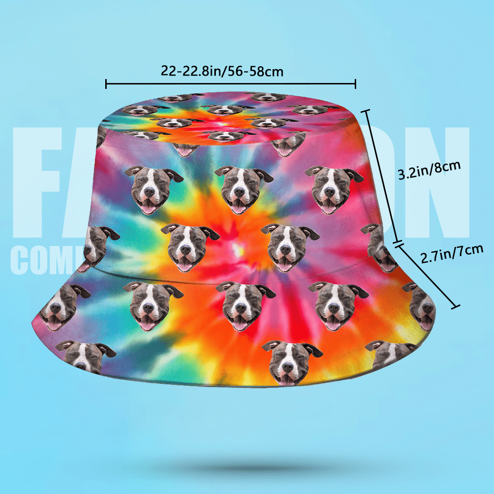 Custom Face Bucket Hat 2 Face Personalize Unisex Wide Brim Summer Bucket Hat Gift for Pet Lover - Giftlab