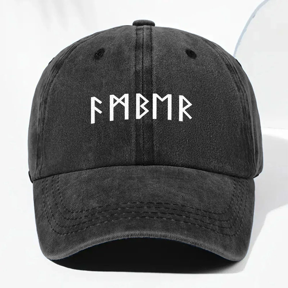 Name In Runes Viking - Personalized Distressed Denim Cap