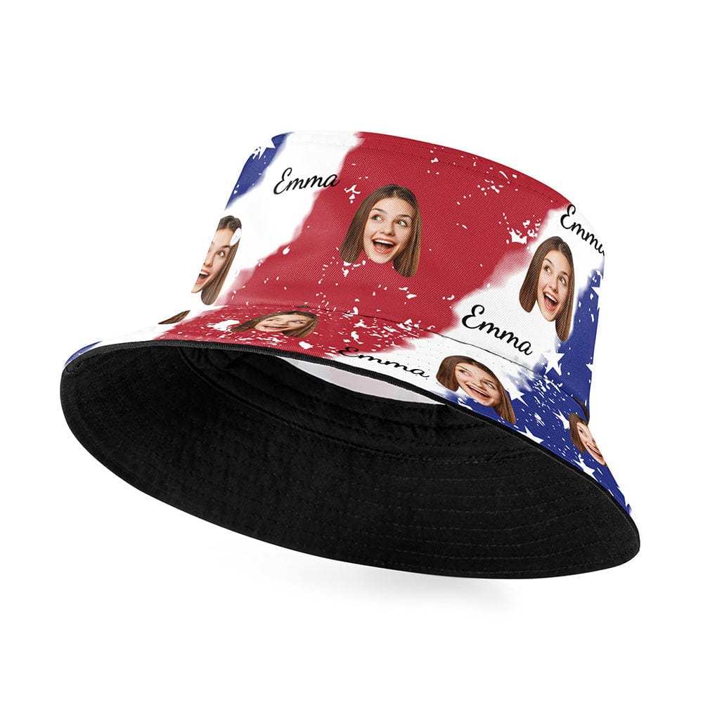 Custom American Flag Print Bucket Hat Personalized Independence Day Fisherman Hat - Bestchristmasgifts