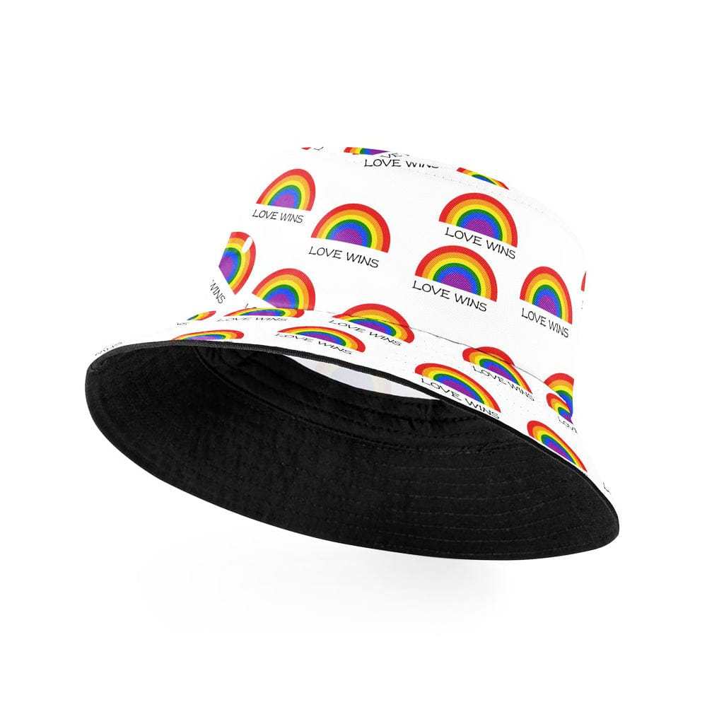 Rainbow Pride Hat With Custom Text LGBT Gifts - Unisex Wide Brim - Giftlab