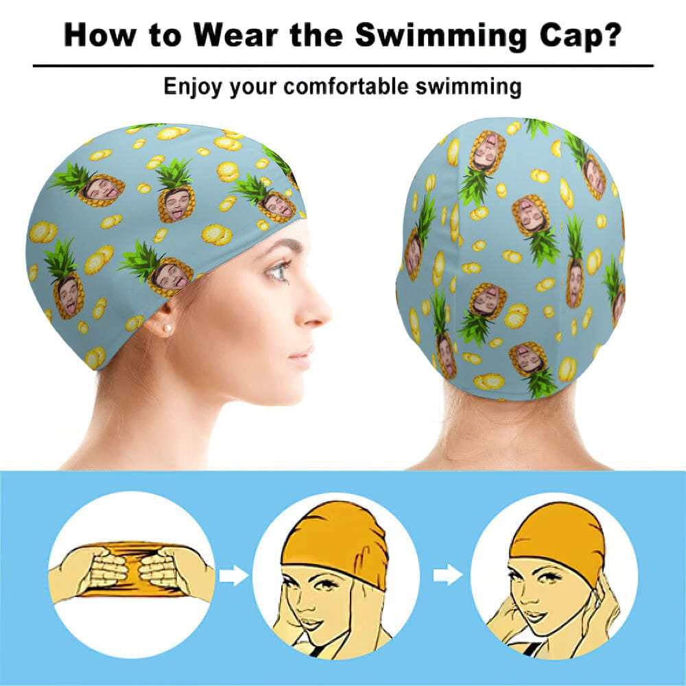 Custom Face Swimming Cap Custom Swimming Cap Pineapple Swim Caps Unisex - Giftlab