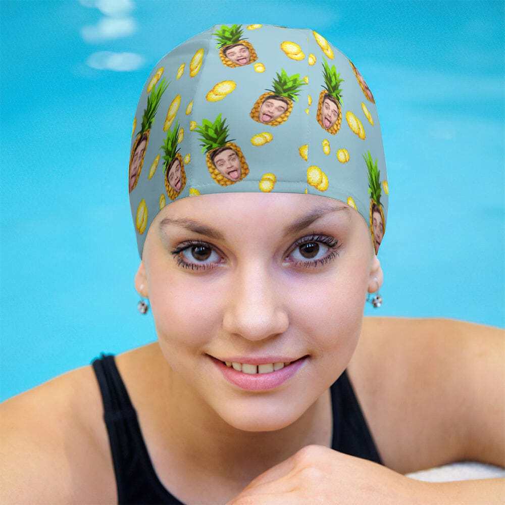Custom Face Swimming Cap Custom Swimming Cap Pineapple Swim Caps Unisex - Giftlab