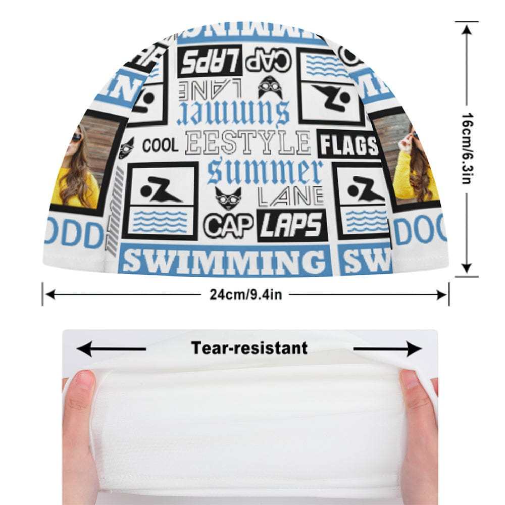 Custom Photo Swimming Cap Personalized Swim Caps Unisex Summer Gift - Giftlab