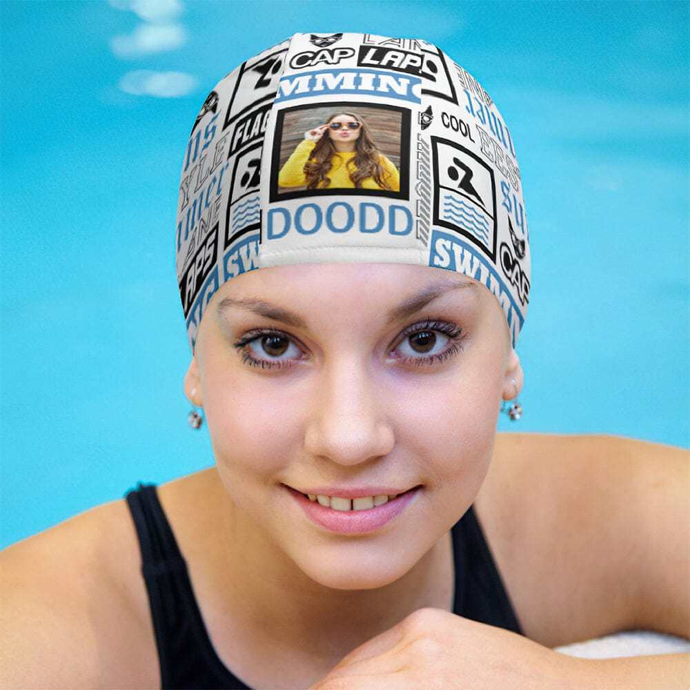 Custom Photo Swimming Cap Personalized Swim Caps Unisex Summer Gift - Giftlab