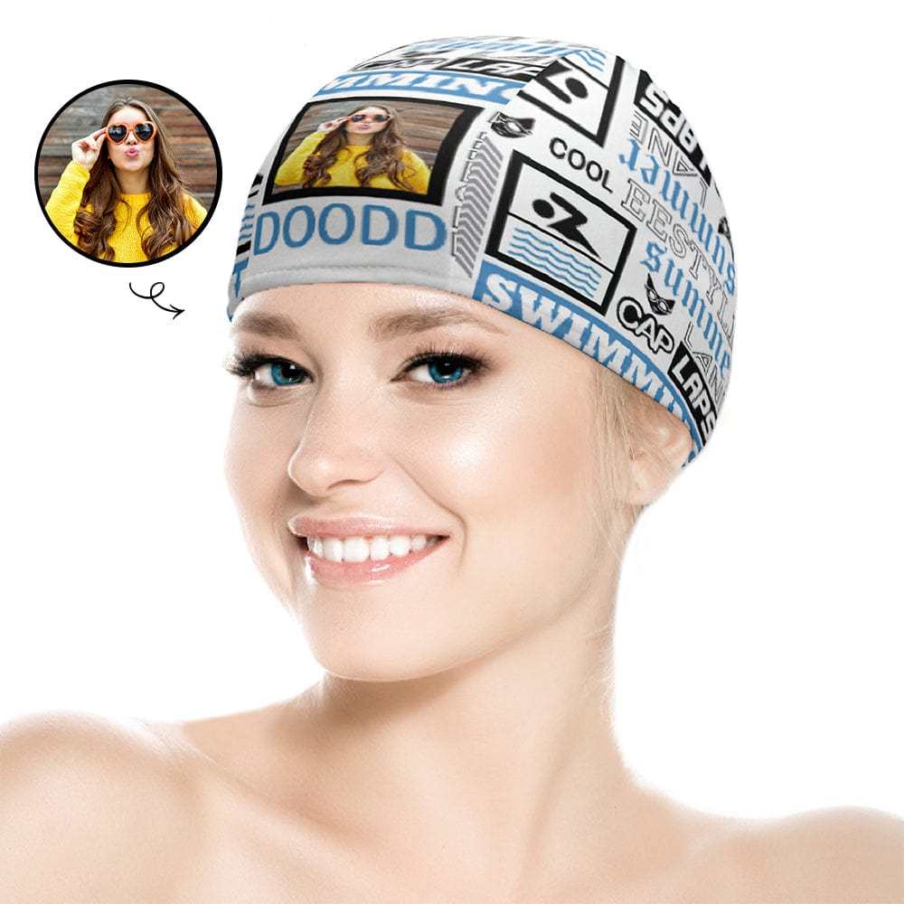 Custom Photo Swimming Cap Personalized Swim Caps Unisex Summer Gift - Giftlab