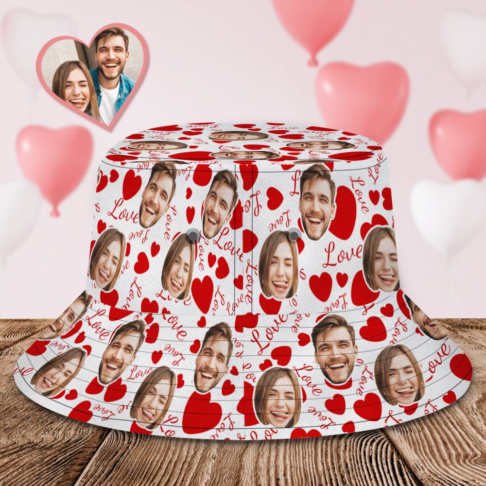Custom Couples Bucket Hat Personalized Face Fisherman Cap Gifts for Valentine's Day - Giftlab