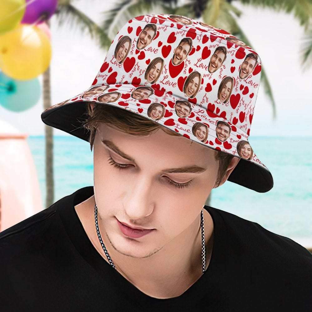 Custom Couples Bucket Hat Personalized Face Fisherman Cap Gifts for Valentine's Day - Giftlab
