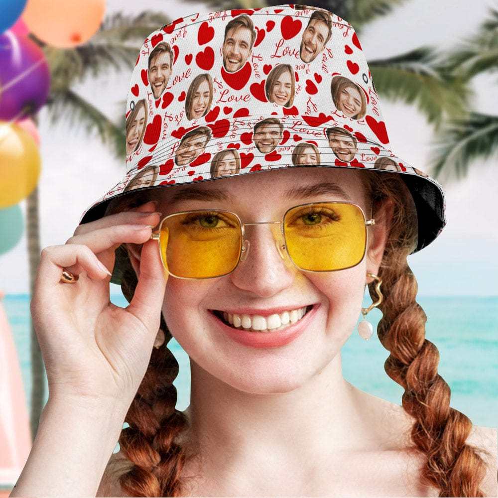 Custom Couples Bucket Hat Personalized Face Fisherman Cap Gifts for Valentine's Day - Giftlab