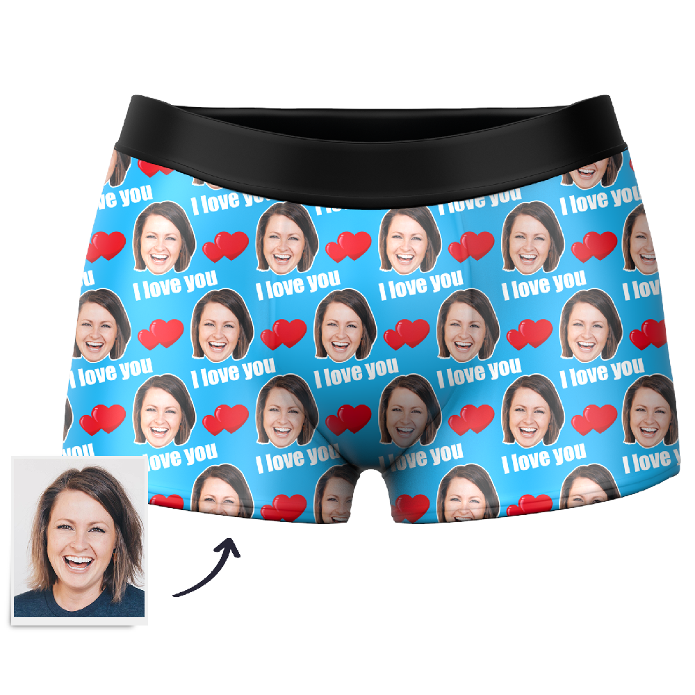 Gifts for Him Men's Custom Face Photo Love Boxer Shorts - MadeMineAU