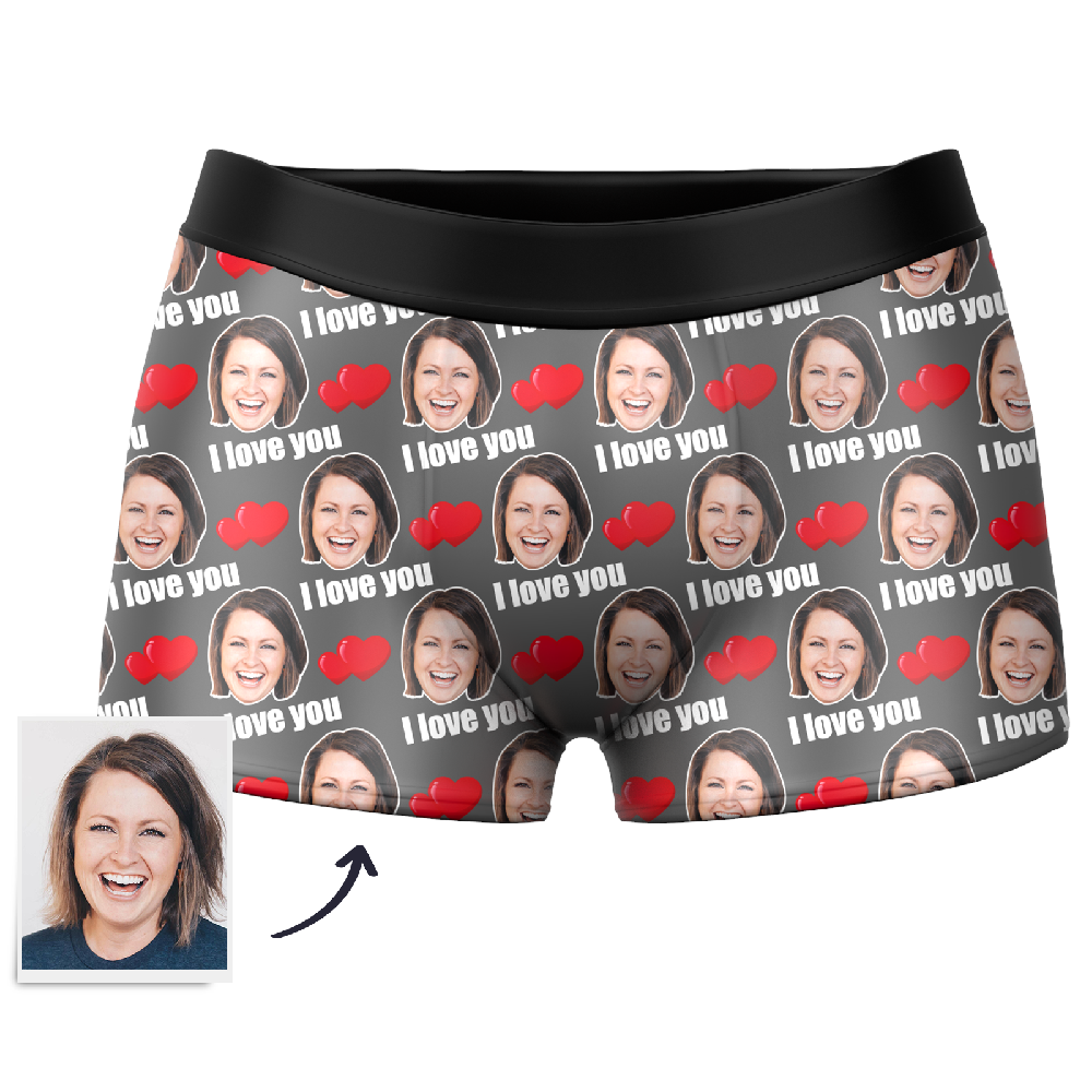 Gifts for Him Men's Custom Face Photo Love Boxer Shorts - MadeMineAU