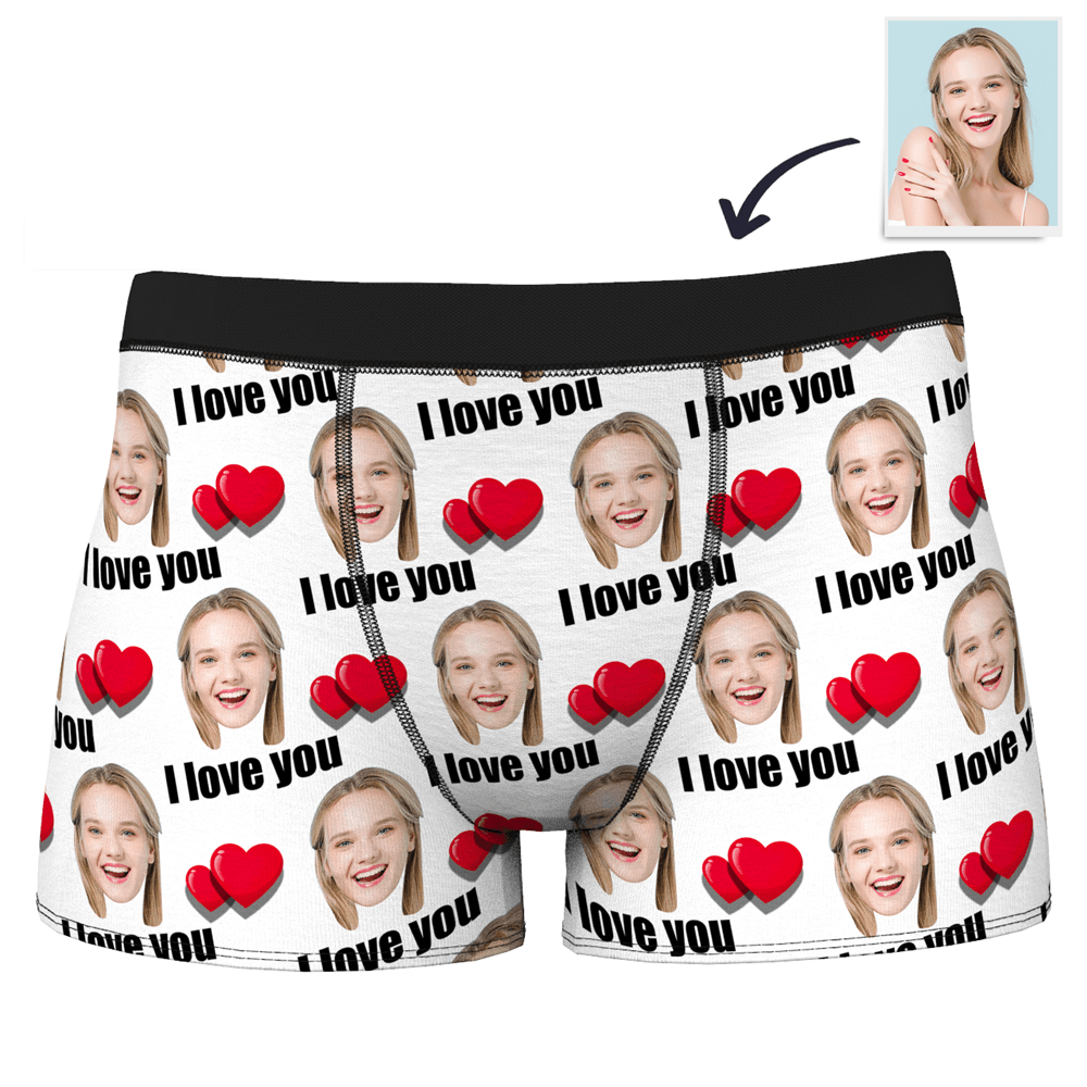 Gifts for Him Men's Custom Face Photo Love Boxer Shorts - MadeMineAU