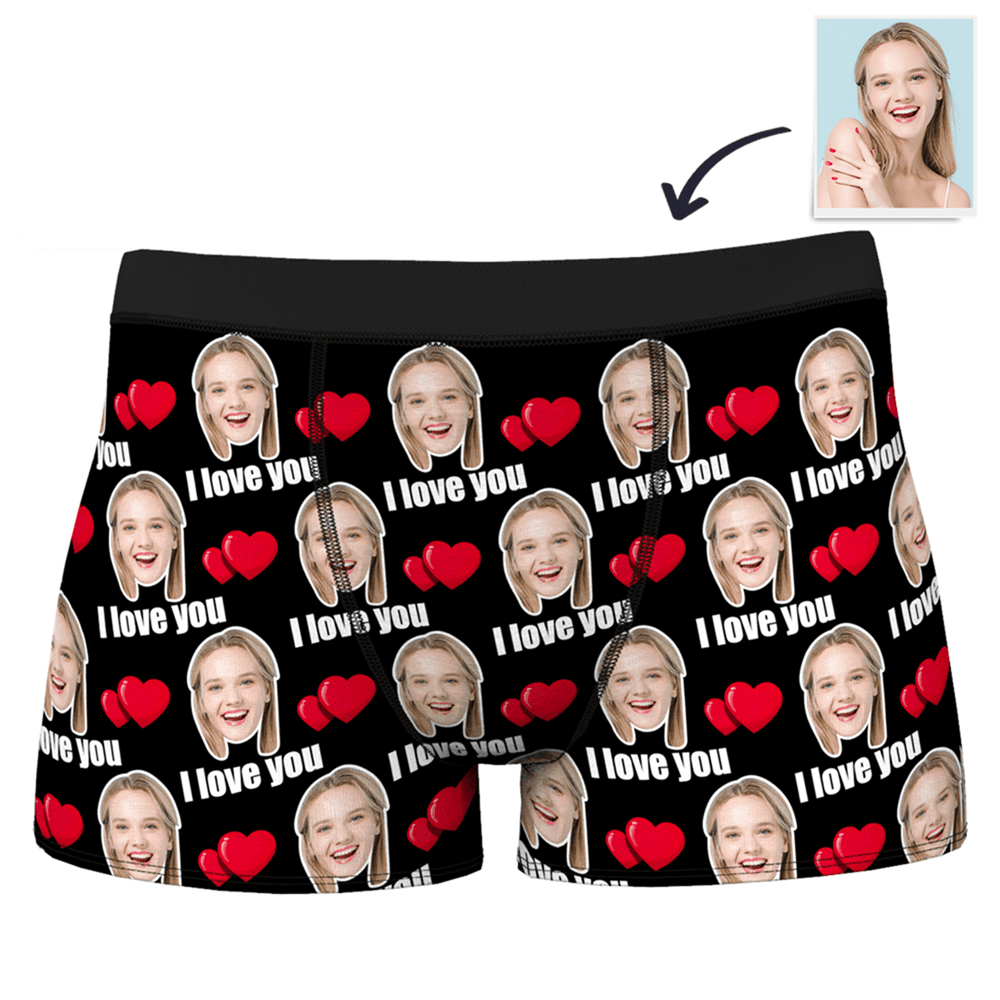 Gifts for Him Men's Custom Face Photo Love Boxer Shorts - MadeMineAU