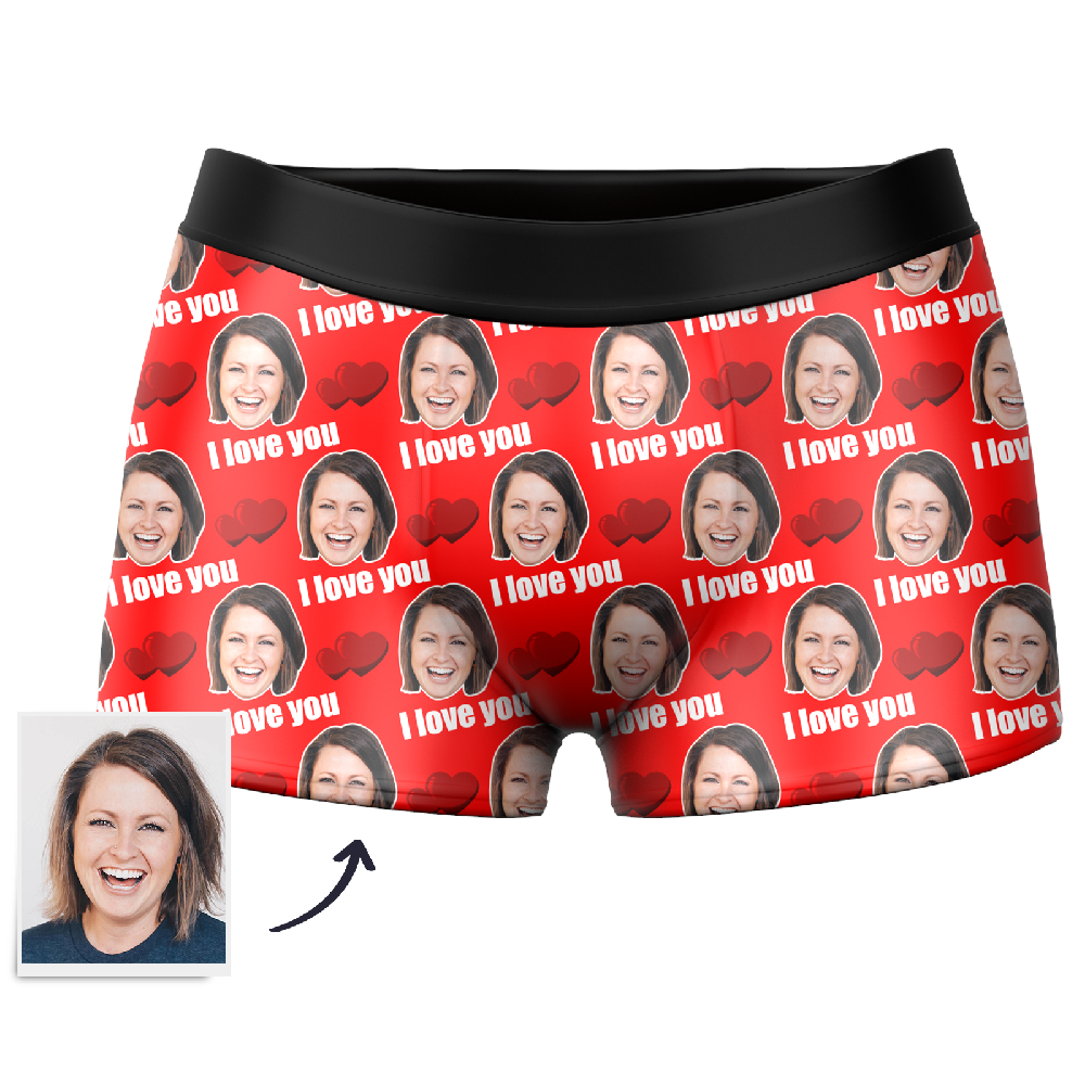 Gifts for Him Men's Custom Face Photo Love Boxer Shorts - MadeMineAU