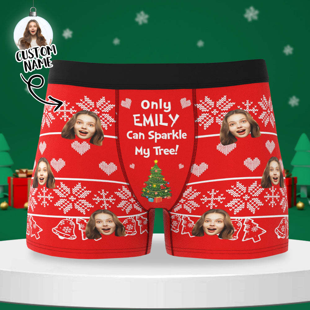 Custom Face Boxer Shorts Men's Face and Name Underwear Christmas Gift Only You Can Sparkle My Tree - Bestchristmasgifts