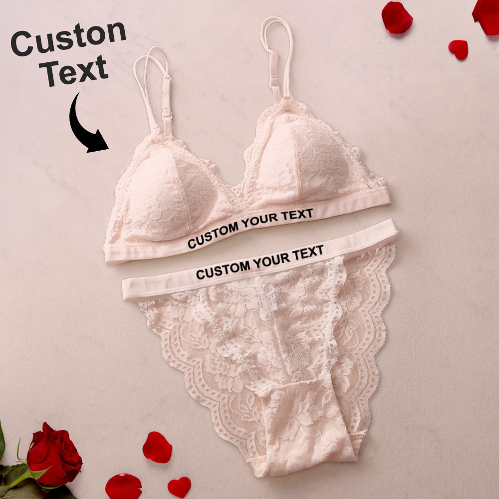Custom Lace Lingerie Set Triangle Cup Bra set Sexy French Bra Set Valentine Gift For Her