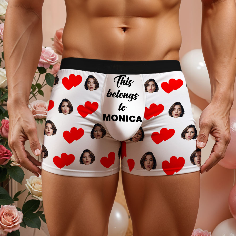 Custom Men's Face Boxer This Belong to Name Face Boxer Briefs Personalized Face Boxer Briefs Valentine's Day Underwear Gift - Bestchristmasgifts