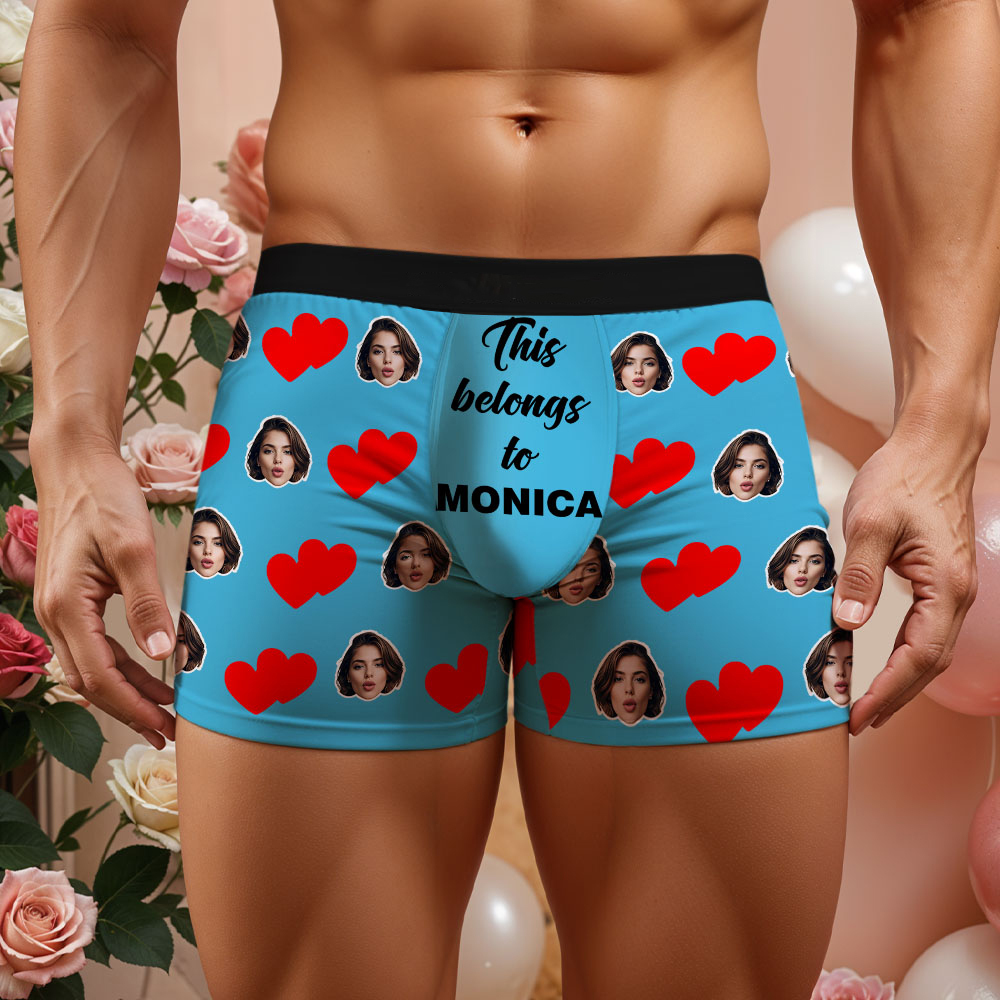 Custom Men's Face Boxer This Belong to Name Face Boxer Briefs Personalized Face Boxer Briefs Valentine's Day Underwear Gift - Bestchristmasgifts