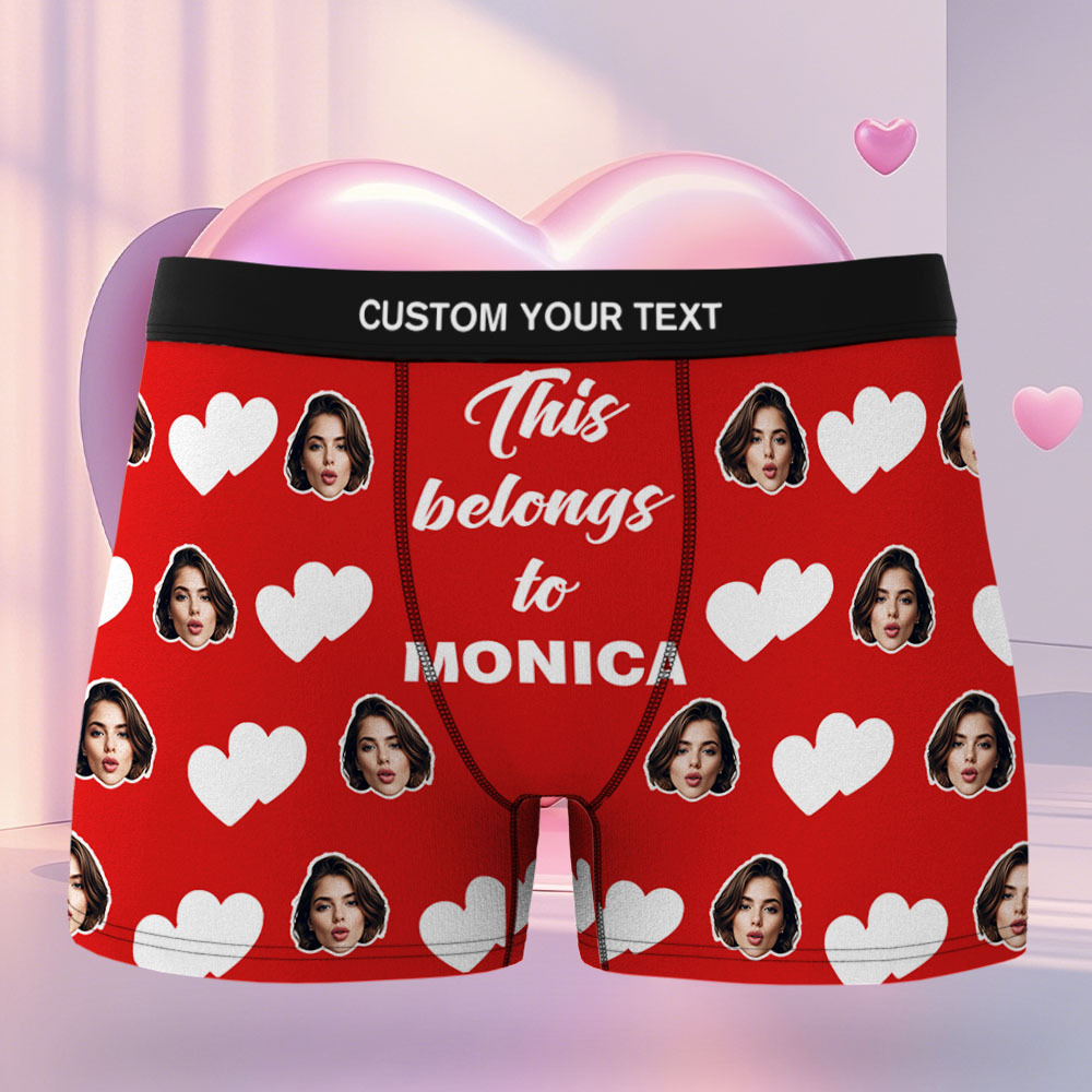 Custom Men's Face Boxer This Belong to Name Face Boxer Briefs Personalized Face Boxer Briefs Valentine's Day Underwear Gift - Bestchristmasgifts