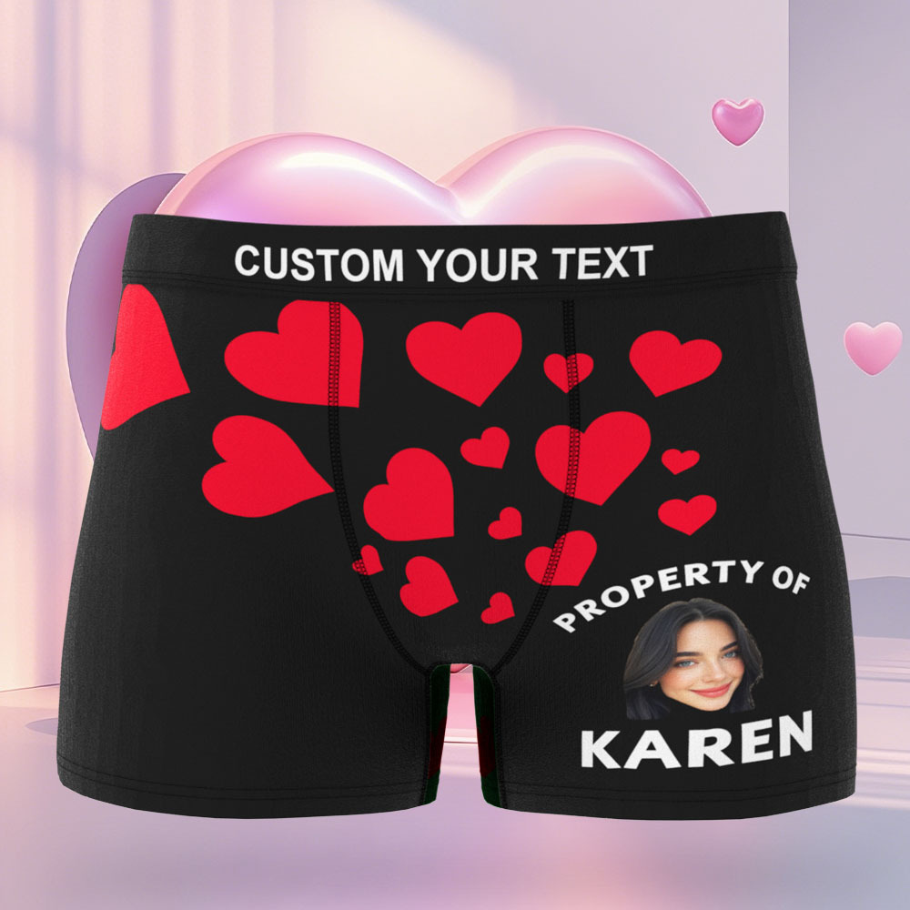 Custom Face Men's Boxer Property Of Birthday Gifts for Husband Waistband Text Boxer Gift - Bestchristmasgifts