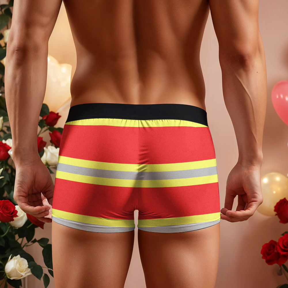 Custom Face Boxer Briefs Firefighter Personalized Underwear Gift for Boyfriend 