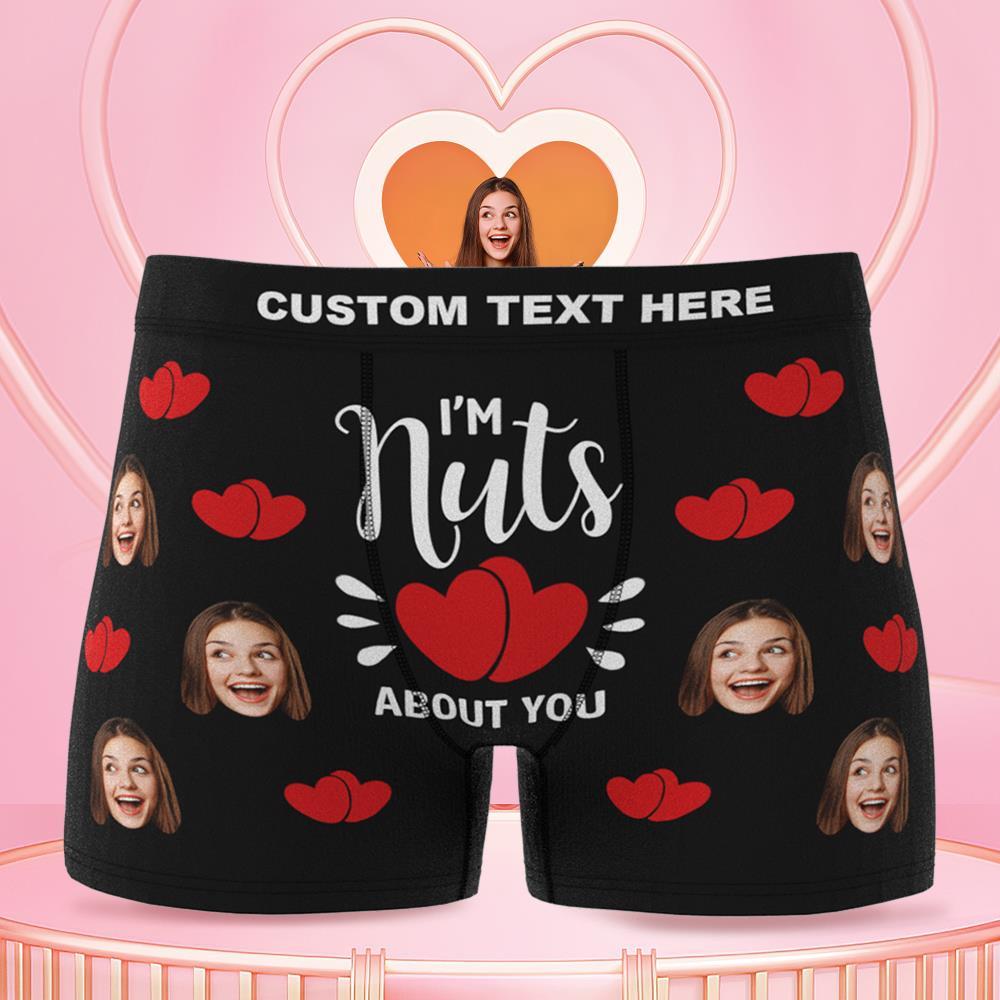 Men Customized Photo Boxer 3D Online Preview Girlfriend's Face - I'm Nuts about You