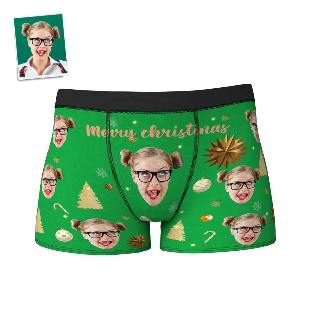 Custom Face Boxer Shorts Personalized Photo Boxer Shorts with Name Christmas Gift - Merry Christmas - Bestchristmasgifts