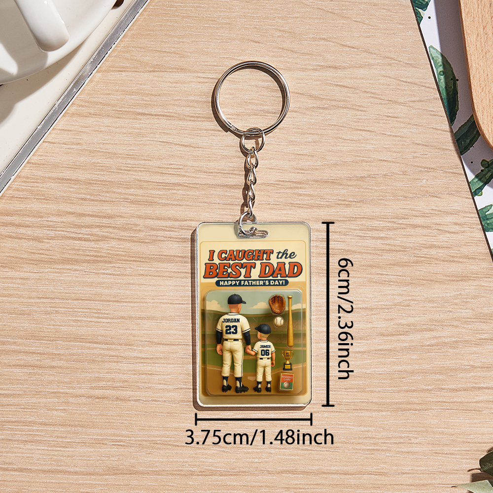 Custom 3D Effect Action Figure Pack Packaging Toy Box Style Art Gift Personalized Acrylic Keychain Gift for Father