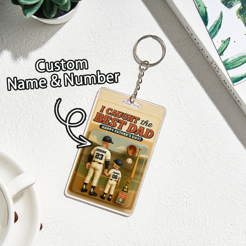 Custom 3D Effect Action Figure Pack Packaging Toy Box Style Art Gift Personalized Acrylic Keychain Gift for Father