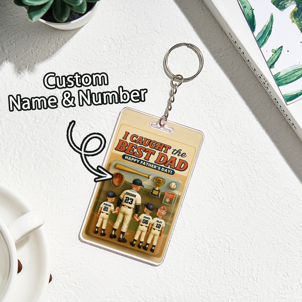 Custom 3D Effect Action Figure Pack Packaging Toy Box Style Art Gift Personalized Acrylic Keychain Gift for Father