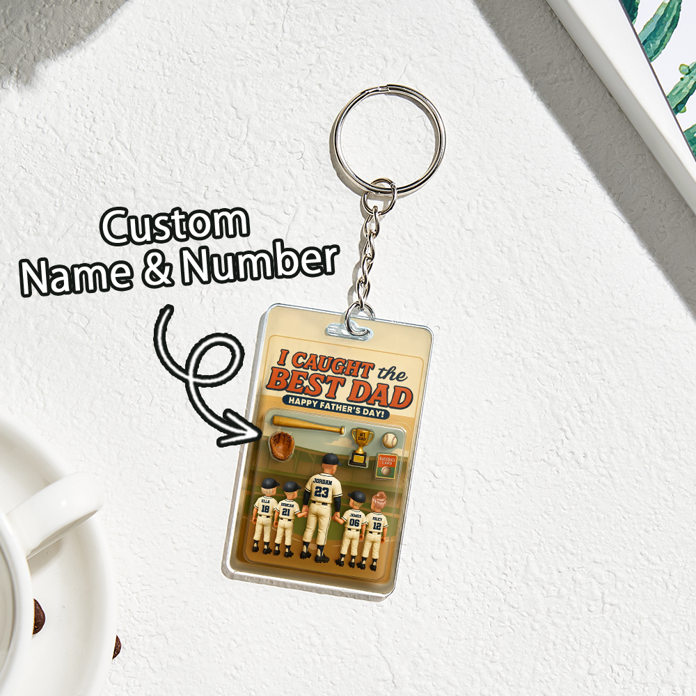 Custom 3D Effect Action Figure Pack Packaging Toy Box Style Art Gift Personalized Acrylic Keychain Gift for Father