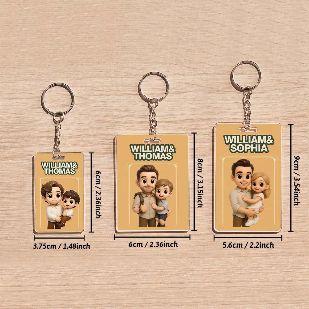 Custom Action Figure Pack Packaging Toy Box Style Art Gift Personalized Acrylic Keychain Gift for Dad Father's Day Gift
